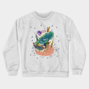 Minhwa: 2 Ducks under a Lotus Leaf D Type (Korean traditional/folk art) Crewneck Sweatshirt